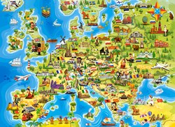 Castorland Puzzle Europa Karte - 100 Teile Lernspielzeug