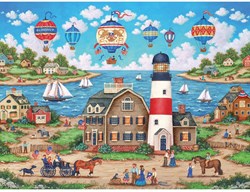 Master Pieces Puzzle Heartland Collection Balloons Over the Bay 500 Teile