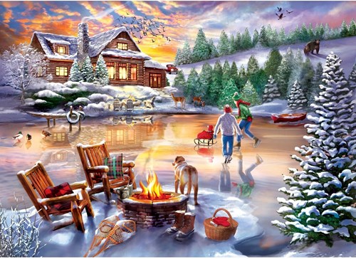 Master Pieces Puzzle Time Away Abendliches Schlittschuhlaufen 1000 Teile Puzzle