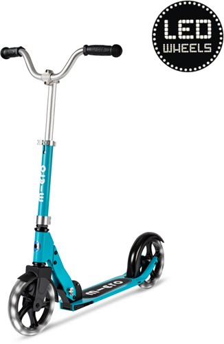 Micro Kinderroller Cruiser LED aqua - 2-Rad Klapp-Scooter mit LED Rädern