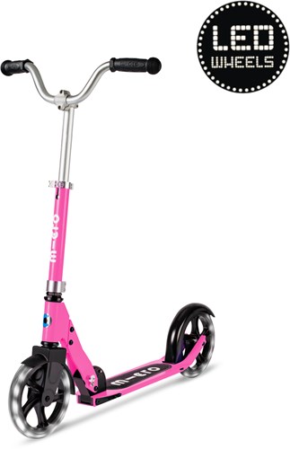 Micro Kinderroller Cruiser LED pink - klappbar mit LED-Rädern