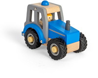 BigJigs Holztraktor blau - Spielzeugfahrzeug mit Bauer