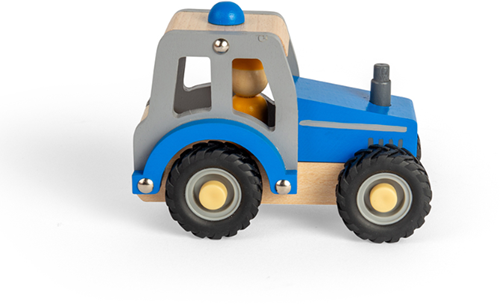 BigJigs Holztraktor blau - Spielzeugfahrzeug mit Bauer-2