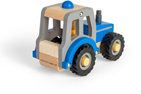 BigJigs Holztraktor blau - Spielzeugfahrzeug mit Bauer-3