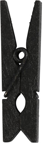 Happy Moments Mini-Wäscheklammern 35x7 mm Schwarz 20 Stück