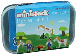 Ministeck 32579 - Mosaikbild Pferde Set 4-in-1 Spiel, Steckplatte, ca. 500 Teile in wiederverwendbarer Box, ideales Geschenk für kreatives Spielen