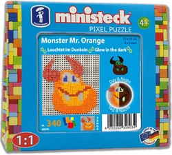 Ministeck Pixel Puzzle Glow in the Dark Glowmonster Mr. Orange Reisepaket - 340 Teile Kreatives Spielzeug