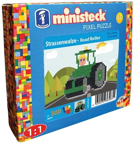 Ministeck Baufahrzeug Mosaik Set - Straßenwalze - Kleine Box - 400 Steine