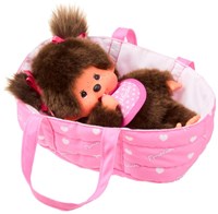 Monchhichi Plüschpuppe mit Tragetasche - 20 cm - süßes Spielzeug