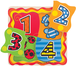 BigJigs Holz Zahlen Puzzle - Lernspielzeug - 4 Teile