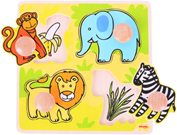 BigJigs Holzpuzzle Safari - Lernspielzeug 4 Teile
