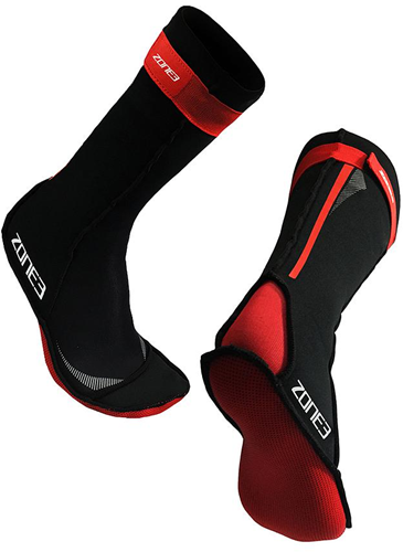 Zone3 Neoprene Swim Socks Black/Red Medium