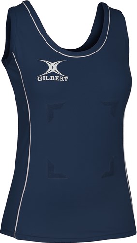 Gilbert Netball Tanktop Elite Hook and Loop Damen navy weiß Sport