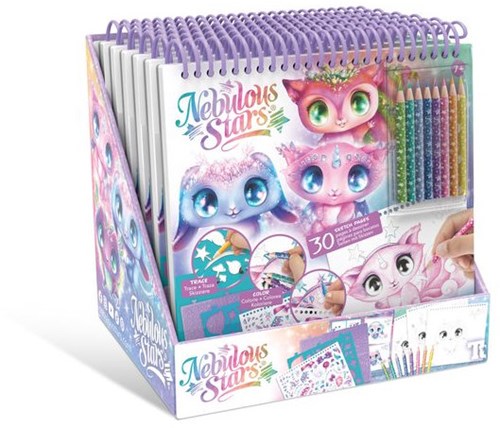 Nebulous Stars kreatives Skizzenbuch Tiere mit Stickern und Schablonen