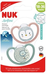 Nuk Schnuller Airflow Day & Night Silikon 18-36M Pinguin Igel