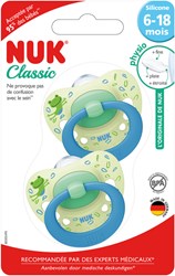 Nuk Schnuller Silikon 6-18 Monate Frosch Design 2er Set