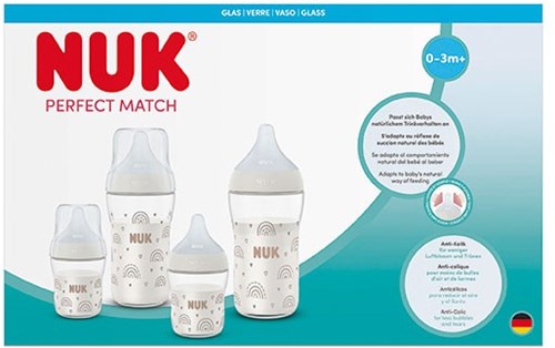 Nuk - Perfect Match - Bottle Set - Glass - 0-3M+ - Rainbow (was NU-10225316)-2