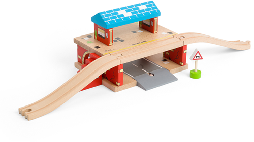 Bigjigs Holzstation Oberirdisch - Eisenbahnschienen & Straße