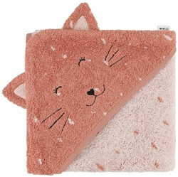 Trixie Baby Kapuzenbadetuch 75x75cm Mrs. Cat Bio-Baumwolle rosa