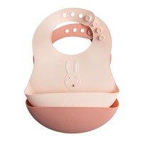 Trixie Silikon Lätzchen 2er-Pack - Baby Lätzchen mit Auffangschale - Mrs. Rabbit - rosa