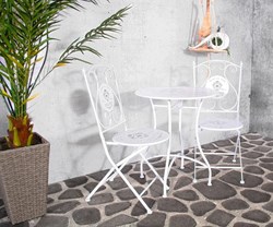 Bistroset Paris Gartenmöbel Metall weiß 3-teilig für Balkon und Terrasse