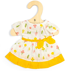 BigJigs Puppenkleid mit Muster und gelbem Rand - Puppenkleidung