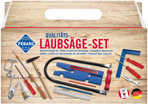 Pebaro Laubsäge-Set Holzkoffer 22-teilig für Kinder Holzarbeiten Basteln
