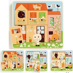 Drei Schichten Puzzle Familie Hase von Djeco