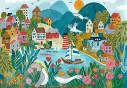 Pieces & Peace Puzzle Coastal Village - 1000 Teile Puzzlespiel