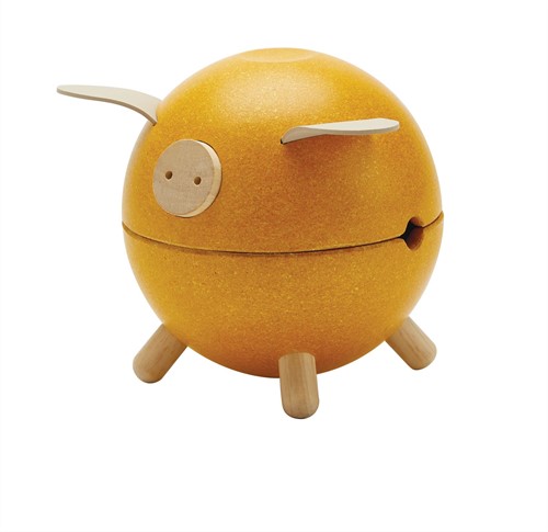 PlanToys Holzspielzeug Sparschwein Gelb-Orchard