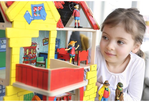 Kinderboeken Pippi Langstrumpf Holz Puppenhaus Schlafzimmer Möbelset Villa Kunterbunt-3