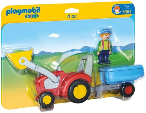 Playmobil Bauernhof Traktor mit Anhänger 1.2.3 - 6964 Spielzeug
