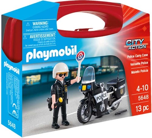 Playmobil Polizei Spielzeugkoffer City Action tragbares Spielfigurenset