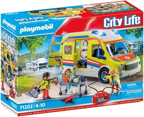 Playmobil City Life Rettungswagen Spielzeug mit Licht und Sound 71202