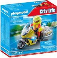 Playmobil City Life Notfallmotorrad Spielzeug mit Blaulicht 71205