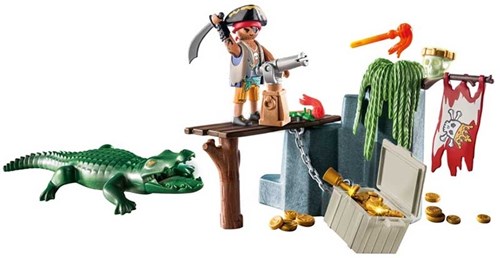 Playmobil Piraten Spielzeug Starter Pack mit Alligator und Schatztruhe-2