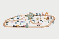 PolarB Holz Eisenbahn Spielzeug Set - 90 Teile - buntes Zubehör