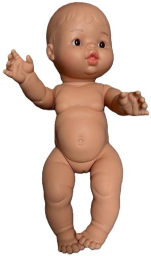 Paola Reina Puppe Gordi Mädchen Babypuppe mit braunen Augen und Sommersprossen 34cm