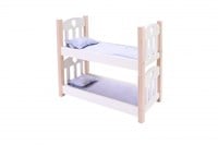 Angel Sports Puppen Etagenbett Holz grau-weiß mit Bettwäsche