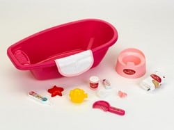 Klein Puppenbad Spielset - Badewanne mit Zubehör - rosa - 51 cm