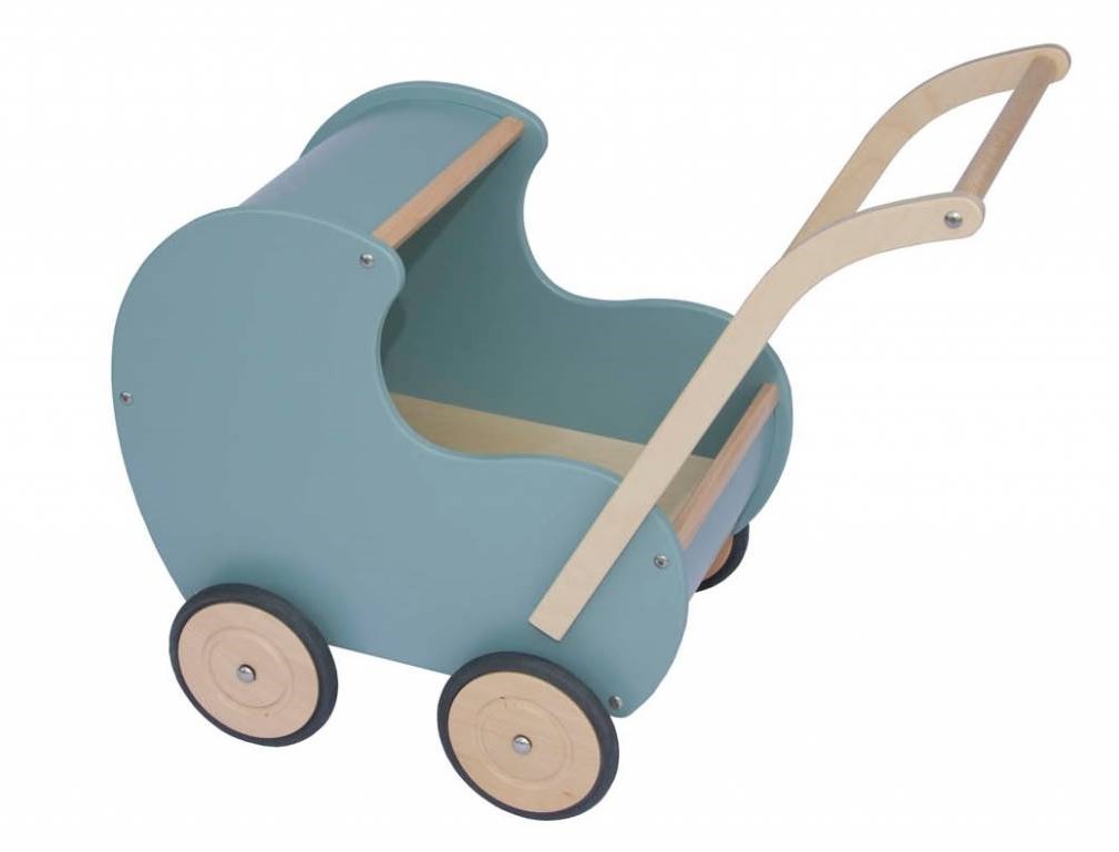 Van Dijk Toys houten poppenmeubel Poppenwagen Noest groen