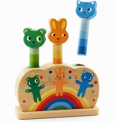 Djeco Holz Babyspielzeug Popop pidoo buntes Pop-up Spiel