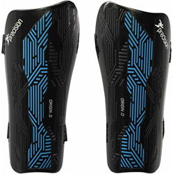Precision Schienbeinschoner Fußball Origin.0 Strap - schwarz/cyan - Large