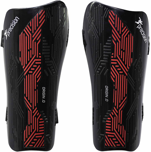 Precision Origin.0 Strap Shin Guards - Black/Red - Large