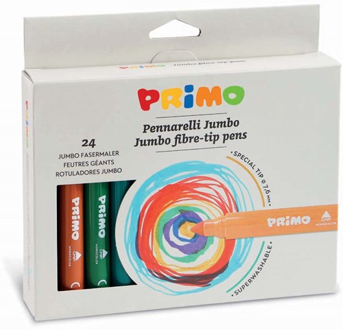 Primo Jumbo-Filzstifte - 24 Farben in stabiler Box - auswaschbar