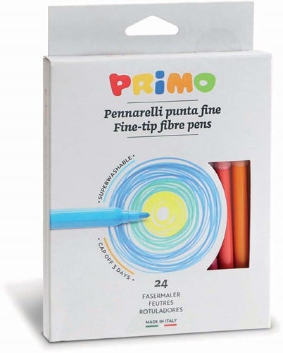 Primo PRIMO – 24 waschbare Filzstifte dünn ø2,5 mm in Box