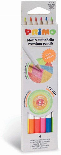 Primo Buntstifte fluo - 6 Stück Minabella in Box FSC Holz