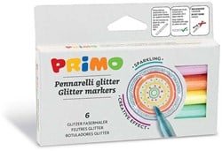 Primo PRIMO - 6 Glitzer-Filzstifte ø2mm in Box