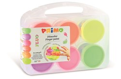 Primo Fingerfarbe Fluor 6 Töpfe im Koffer - Kreatives Malset für Kinder