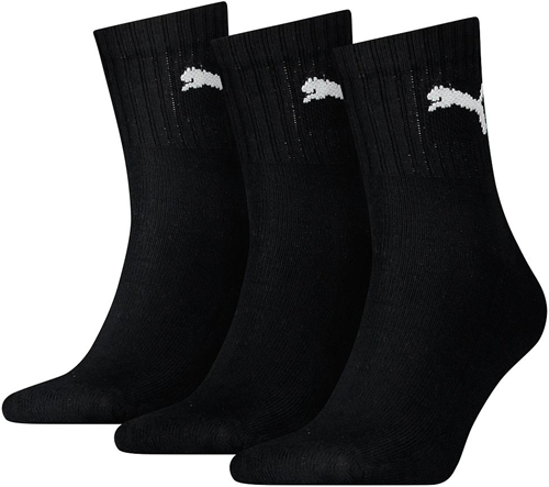 Puma Short Crew Socks (3 Pairs) - Black - 12-14